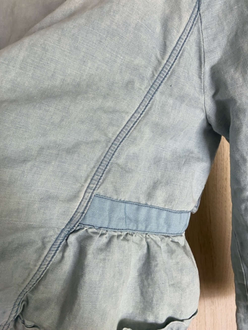 Free People Embroidered Chambray Jacket Womens Large Blue Linen Cotton Blend S - Picture 12 of 14